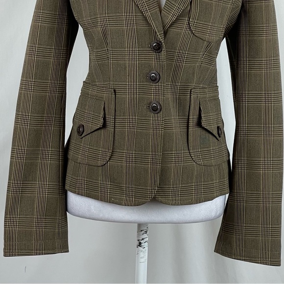 Anthropologie TapeMeasure Brown Plaid Safari Utility Jacket Blazer NWOT Size 6 - Picture 4 of 12